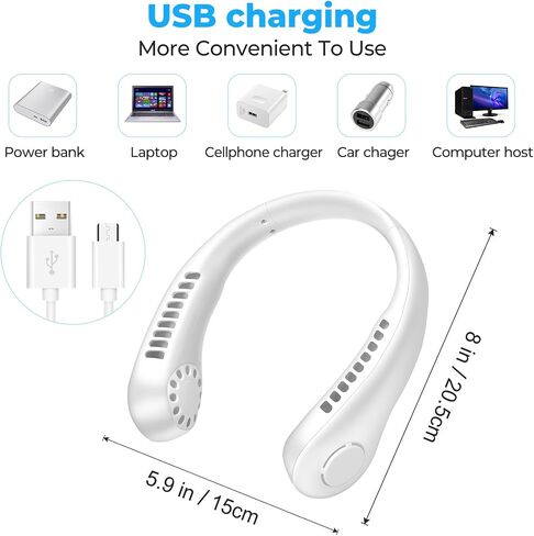 Portable Neck Fan 5 Gear Portable Leafless Digital Display Hanging Neck 2600mAh Large Capacity Rechargeable Fan 360° Cooling Wearable Mini Fan for Men Women Kids Home Office Travel Outdoor (White) in Saudi Arabia