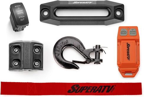SuperATV.com 3500 LB Winch with Heavy Duty Winch Mounting Plate for 2021+ Polaris RZR Trail 900 / S 900 / S 1000 | 3/16" Steel Plating | Laser Cut and CNC Brake Press Bent Steel Construction! in Saudi Arabia