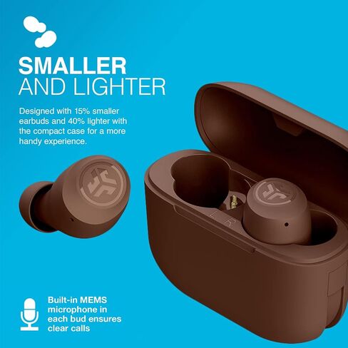 JLab Go Air Tones True Wireless Loveds مصممة مع تلقائي وتوصيلها ، وأجهزة التحكم التي تعمل باللمس ، و 32 ساعة من وقت اللعب بلوتوث ، وصوت EQ3 ، والاتصال المزدوج ، ولون الأرض الطبيعي (4625 واط) in Kuwait