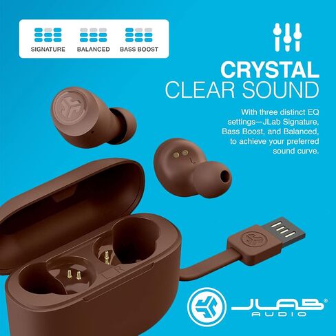 JLab Go Air Tones True Wireless Loveds مصممة مع تلقائي وتوصيلها ، وأجهزة التحكم التي تعمل باللمس ، و 32 ساعة من وقت اللعب بلوتوث ، وصوت EQ3 ، والاتصال المزدوج ، ولون الأرض الطبيعي (4625 واط) in Kuwait