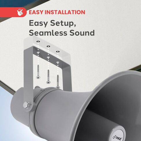 Pyle Indoor Outdoor PA Horn Speaker-12.7 Inch 60 W Compact Loud Sound Megaphone w/400Hz-5KHzz Frequency,16 Ohm,70V/100V Transformer,Mounting Bracket Hardware,For 70V/100V Audio System-Pyle PHSP12 in Kuwait