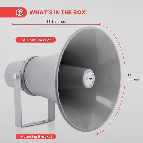 Pyle Indoor Outdoor PA Horn Speaker-12.7 Inch 60 W Compact Loud Sound Megaphone w/400Hz-5KHzz Frequency,16 Ohm,70V/100V Transformer,Mounting Bracket Hardware,For 70V/100V Audio System-Pyle PHSP12 in Kuwait
