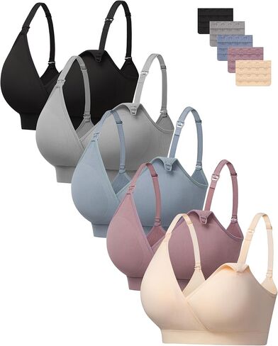 HBselect Nursing Bras for Breastfeeding, Seamless V Neck Maternity Bra Wireless Women Pregnancy Postpartum Bra Sleep Bralette in Kuwait