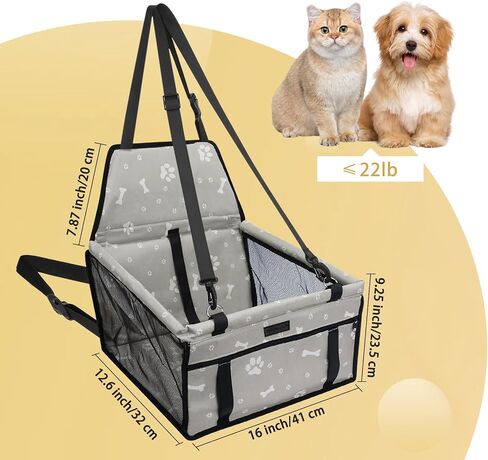 PetsHome Dog Car Seat Foldable Dog Car Booster Seat Waterproof Breathable Oxford Travel Bag for Small to Medium Dogs, Puppies, and Pets-Pattern Blue in Saudi Arabia