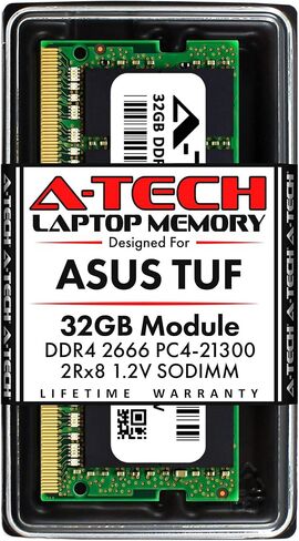 A-Tech 16GB DDR4 2666MHz RAM لـ ASUS TUF FX504 ، FX504GD ، FX504GE ، FX504GM CAPTOPS | PC4-21300 وحدة ترقية ذاكرة SODIMM 260-PIN in Kuwait