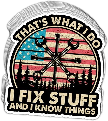 (3in - 3Pcs) That's What I Do I Fix Stuff and I Know Things Sticker Funny Plumber Mechanic Technician Sticker Handyman Fixologist Dad Gift Decor Laptop Helmet Toolbox Vehicle Tablet Hard Hat in Kuwait