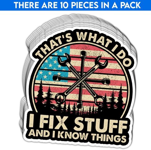 (3in - 3Pcs) That's What I Do I Fix Stuff and I Know Things Sticker Funny Plumber Mechanic Technician Sticker Handyman Fixologist Dad Gift Decor Laptop Helmet Toolbox Vehicle Tablet Hard Hat in Kuwait