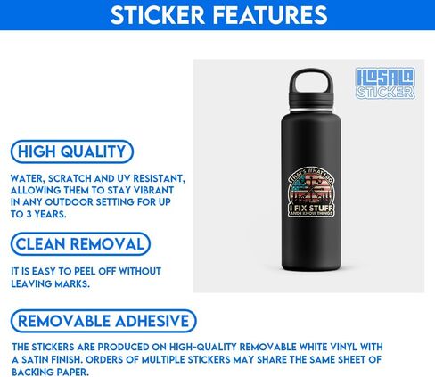 (3in - 3Pcs) That's What I Do I Fix Stuff and I Know Things Sticker Funny Plumber Mechanic Technician Sticker Handyman Fixologist Dad Gift Decor Laptop Helmet Toolbox Vehicle Tablet Hard Hat in Kuwait