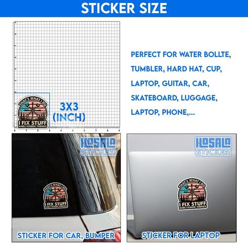 (3in - 3Pcs) That's What I Do I Fix Stuff and I Know Things Sticker Funny Plumber Mechanic Technician Sticker Handyman Fixologist Dad Gift Decor Laptop Helmet Toolbox Vehicle Tablet Hard Hat in Kuwait