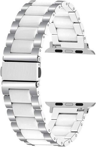 فرقة مراقبة السيراميك المطلقة متوافقة مع Apple Watch 38mm 40mm 41mm 42mm 44mm 45mm 49mm Metal Quick Freex Bracelet for Iwatch Series 10 9 8 7 6 5 4 3 2 1 SE Rose Gold White Strap in Kuwait