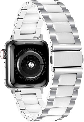 فرقة مراقبة السيراميك المطلقة متوافقة مع Apple Watch 38mm 40mm 41mm 42mm 44mm 45mm 49mm Metal Quick Freex Bracelet for Iwatch Series 10 9 8 7 6 5 4 3 2 1 SE Rose Gold White Strap in Kuwait