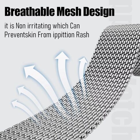 مشاهدة نطاقات متوافقة مع Samsung Galaxy Watch 8 40mm/44mm/Classic 46mm 2025 ، Magnetic Loop Mesh Mele in Saudi Arabia