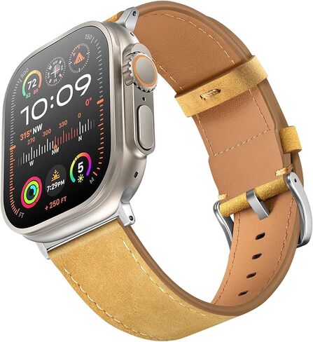 نطاقات جلدية نطاقات متوافقة مع Apple Watch Ultra 2 Band 49mm 46mm 45mm 44mm 42mm (سلسلة 3/2/1) للنساء للرجال ، حزام بديل للجلد الأصلي لـ IWatch Ultra SE 10 9 8 7 6 5 4 in Kuwait
