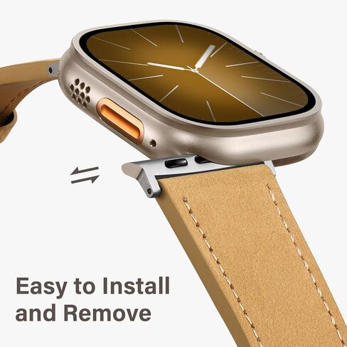 نطاقات جلدية نطاقات متوافقة مع Apple Watch Ultra 2 Band 49mm 46mm 45mm 44mm 42mm (سلسلة 3/2/1) للنساء للرجال ، حزام بديل للجلد الأصلي لـ IWatch Ultra SE 10 9 8 7 6 5 4 in Kuwait