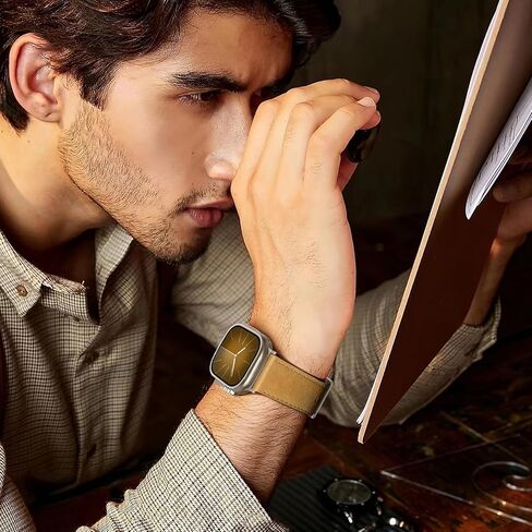 نطاقات جلدية نطاقات متوافقة مع Apple Watch Ultra 2 Band 49mm 46mm 45mm 44mm 42mm (سلسلة 3/2/1) للنساء للرجال ، حزام بديل للجلد الأصلي لـ IWatch Ultra SE 10 9 8 7 6 5 4 in Kuwait