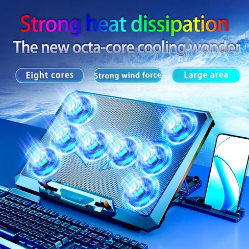 لوحة تبريد كمبيوتر محمول لأجهزة الكمبيوتر المحمولة للألعاب Dell Inspiron 11 3000 ، وبرودة كمبيوتر محمول مع 8 مراوح ، وسرعة قابلة للتعديل ، وضبط ارتفاع 5 مستويات ، صامت ، حامل هاتف مدمج in Saudi Arabia