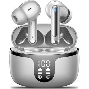 سماعات الأذن اللاسلكية Bluetooth 5.4 وقت التشغيل 42H رمادي مناسب للتشغيل/اللياقة/استخدام المكتب. مزود بـ 4 ميكروفونات إلغاء الضوضاء وشاشة عرض بطارية IPX6 ومقاومة للماء وشاشة LDE in Kuwait