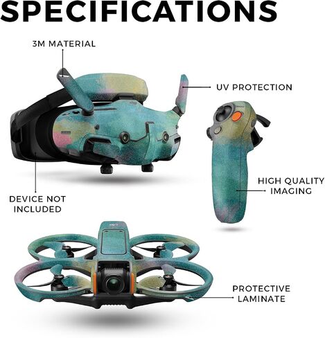 Glossy Glesser Drone Skin متوافق مع DJI Avata 2 Bundle (2024) - الأزرق بالألوان المائية - غطاء ملصق واقي فينيل 3M الممتاز - يسهل تطبيقه | مصنوع في الولايات المتحدة الأمريكية من قبل Mayyskins in Kuwait