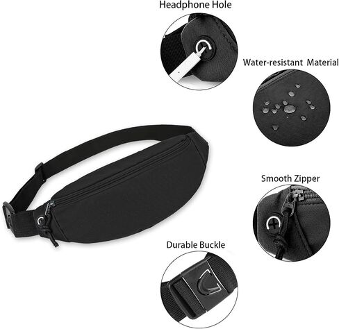 Waist Pack Fanny Pack for Men & Women, Water-Resistant Lightweight Travel Belt Mini Bag with Adjustable Strap, Hands-Free Crossbody Sling Bag in Saudi Arabia