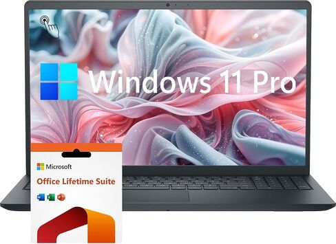 جهاز كمبيوتر محمول Dell Inspiron Touch Screen ، 15.6 "FHD Business & Student Labstop Computer ، Windows 11 Pro Laptop 16GB RAM 1TB SSD ، Intel Core I5-1235U Processor ، Lifetime Microsoft Office ، Fast Charge ، Black in Kuwait