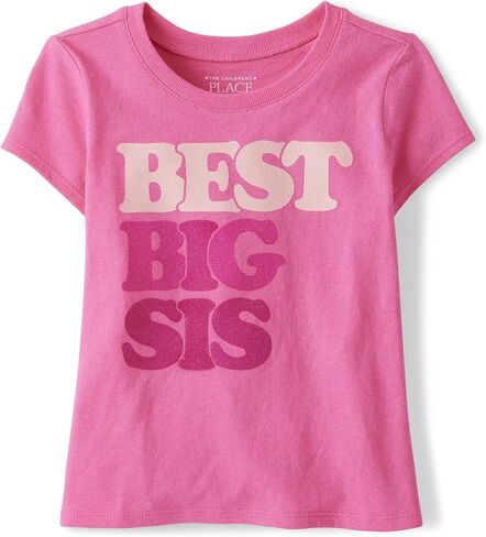 تي شيرت برسومات بأكمام قصيرة للفتيات الصغيرات من The Children's Place، للفتيات الصغيرات، Unicorn Glow، 5T in Kuwait