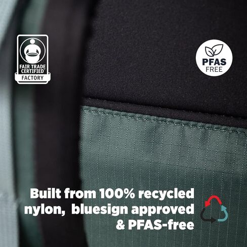 Topo Designs Global Travel Backpack, 25 Liter Bag, 3x Padded Grab Handles, Stretch Mesh, 100% Recycled Nylon Construction, PFAS-Free, Bluesign Approved (Stone Blue/Ash Green) in Kuwait