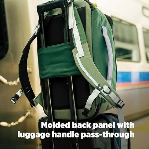 Topo Designs Global Travel Backpack, 25 Liter Bag, 3x Padded Grab Handles, Stretch Mesh, 100% Recycled Nylon Construction, PFAS-Free, Bluesign Approved (Stone Blue/Ash Green) in Kuwait