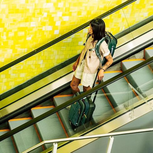 Topo Designs Global Travel Backpack, 25 Liter Bag, 3x Padded Grab Handles, Stretch Mesh, 100% Recycled Nylon Construction, PFAS-Free, Bluesign Approved (Stone Blue/Ash Green) in Kuwait