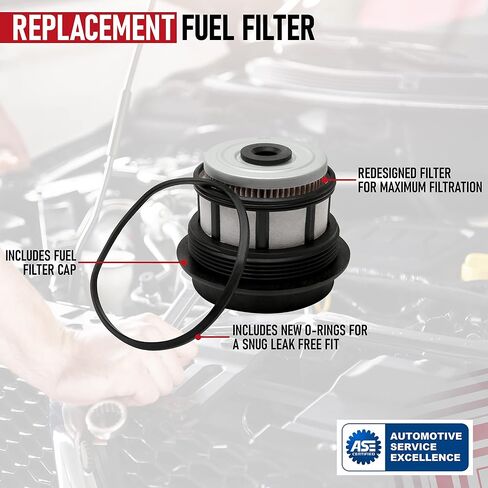 فلتر الوقود البديل - متوافق مع سيارات فورد - 2008-2010 F250، F350، F450، F550 Super Duty - يستبدل FD4617، 3C346731AA - 6.4L باور ستروك وعاء الوقود العلوي ومصفاة مضخة الرفع السفلي in Kuwait