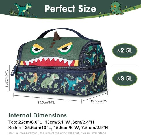 NOHOO Kids Lunch Bag, Insulated lunch bag Cooler Reusable Bilayer Lunch box tote for Women, Girls, Men, Boys, Schools, Offices, Work, Travel, Picnic,Party(Dinosaurs) in Saudi Arabia