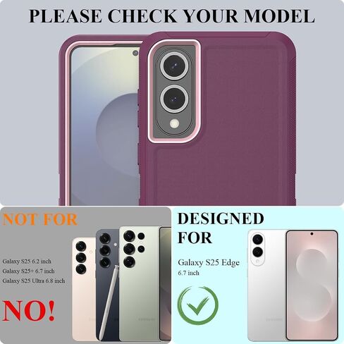 Mmhuo لـ Galaxy S25 Edge Case ، 3 طبقات من الدرجة العسكرية ، حماية كاملة من الجسم ، [بدون واقي الشاشة] in Kuwait