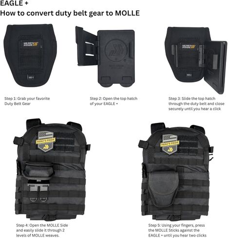 محول عالمي من Hero's Pride Eagle Molle لحقائب وحاملات حزام الخدمة، حمل حزام إنفاذ القانون أثناء الخدمة، ملحقات معدات الشرطة المعيارية، مشابك حقد in Kuwait