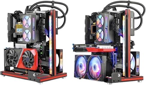 BlockCase Aluminum Open Frame Case Support ATX/M-ATX Mainboard GPU Mount Horizontally 240 Water Cooler Gaming Cabinet in Kuwait