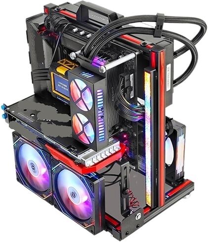 BlockCase Aluminum Open Frame Case Support ATX/M-ATX Mainboard GPU Mount Horizontally 240 Water Cooler Gaming Cabinet in Kuwait