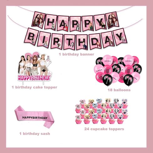 مجموعة لوازم حفلات اعياد الميلاد بي تي اس لفتيان بانجتان تتضمن لافتة - 1 زينة كيك - 24 قطعة علوية للكب كيك - 16 بالون - 40 ملصق in Kuwait