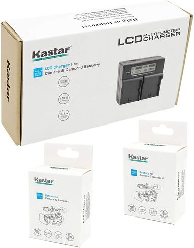 KASTAR LCD شاحن سريع مزدوج + 2x بطارية لـ Canon BP-970G BP-975 & EOS C100 EOS C100 MARE II EOS C300 C300 PL EOS C500 C500 PL GL2 XF100 XF105 XF200 XF205 XF300 XF305 XH A1S G1S XL in Kuwait