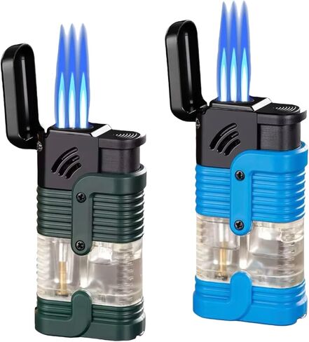 NIVEK Cigar Lighter 2 Pack Triple Jet Flame Butane Torch Lighter Refillable Butane Gas Windproof Adjustable 3 Flame for Christmas in Kuwait