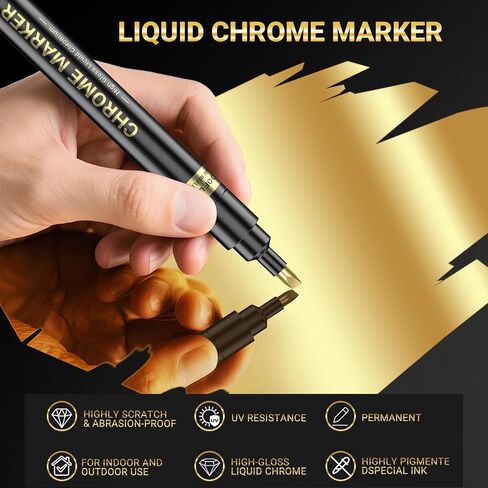 3Pcs Silver Liquid Mirror Chrome Markers, Permanent Reflective Liquid Chrome Paint Pens Set, High Gloss Art Car DIY Model Repair Markers Set for Plastic Metal Glass Ceramic - 0.7mm,1mm & 3mm in Saudi Arabia