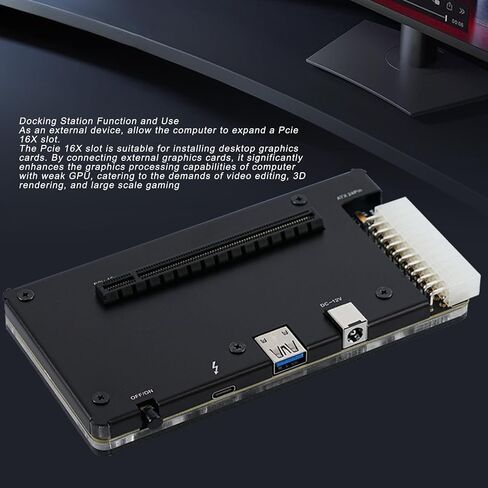 Dock Egpu spurogure Dock متوافق مع Thunderbolt 3/4 ، محطة Dock الخارجية USB4 مع فتحة PCIE 16x ، واجهة ATX 24PIN ، كابل بيانات 1M وشريحة ATX in Kuwait