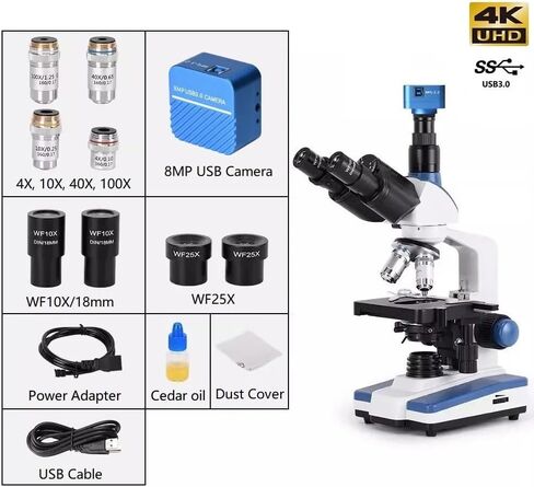 Microscope Kit 40X-2500X USB Professional Compound Biological Microscope w/Adjutable Mechanical XY 3D Stage for Educational Science Lab Microscope Lens Adapters in Saudi Arabia