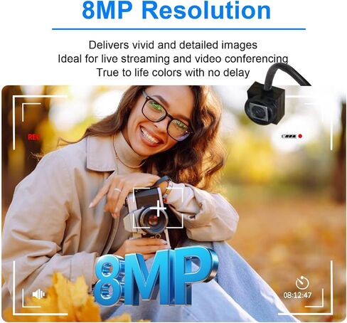 8MP Webcam, Auto Focus USB Camera with Built in Microphone, Type C Computer Camera for Live Streaming, Video Conferencing, OS X Android in Kuwait