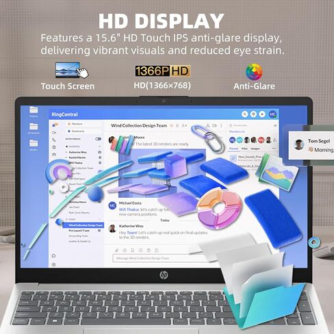 HP 15.6-inch Business Laptop Computer - w/Microsoft Office Lifetime & Free CD/DVD Drive - 15.6" HD Touchscreen - Intel i3 1215U - Wi-Fi 6E -Win 11 Pro(32GB RAM | 1TB SSD) in Saudi Arabia