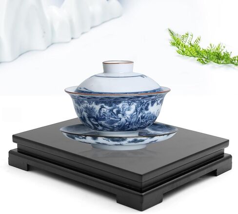 Wooden Display Stand Rectangle Wood Display Base Display Risers Rectangle Vase Riser Teapot Aquarium Lamp Base Home Decoration 5.11" W x 3.74" D x 1.69" H (Black) in Saudi Arabia