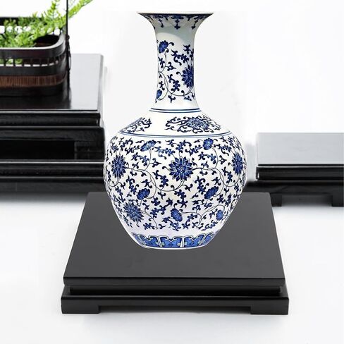 Wooden Display Stand Rectangle Wood Display Base Display Risers Rectangle Vase Riser Teapot Aquarium Lamp Base Home Decoration 5.11" W x 3.74" D x 1.69" H (Black) in Saudi Arabia