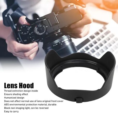Lens Hood, ABS Lens Hood Sunshade, Lens Hood Bayonet Round Backbuckle Replacement for RF50mm F1.8 Black EW 65B Lens in Saudi Arabia