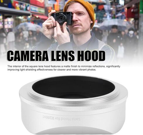 Gugxiom Square Metal Lens Hood Fit for FUJIFILM X100VI Accessories, Aluminium Alloy Camera Lens Hood, Thread Installation - Silver in Saudi Arabia