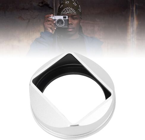 Gugxiom Square Metal Lens Hood Fit for FUJIFILM X100VI Accessories, Aluminium Alloy Camera Lens Hood, Thread Installation - Silver in Saudi Arabia