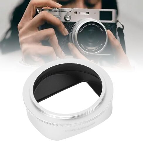 Gugxiom Square Metal Lens Hood Fit for FUJIFILM X100VI Accessories, Aluminium Alloy Camera Lens Hood, Thread Installation - Silver in Saudi Arabia
