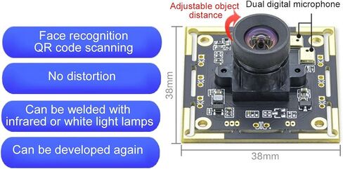 Eujgoov 2MP HD USB Camera Module, Mic Manual Focusing 1080p 100° Wide Angle UVC Compatible with in Saudi Arabia