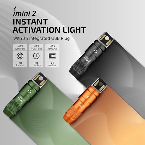 OLIGHT IMINI 2 EDC مصباح يدوي لسلسلة المفاتيح القابلة لإعادة الشحن، 50 لومن ضوء صغير مدمج ومحمول، مصابيح LED صغيرة لحلقة المفاتيح مع بطارية مدمجة مثالية للحمل اليومي وحالات الطوارئ (OD أخضر) in Kuwait